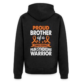 Brother of the Crps Warrior Awareness Month Orange - Unisex Premium Organic Zip Hoodie - black - Back - Nico (187cm)