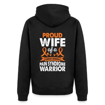Wife of Crps Warrior Awareness Month Orange - Unisex Premium Organic Zip Hoodie - black - Back - Nico (187cm)