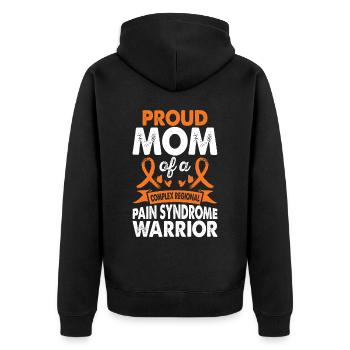 Mom of Crps Warrior Awareness Month Orange Band - Unisex Premium Organic Zip Hoodie - black - Back - Nico (187cm)