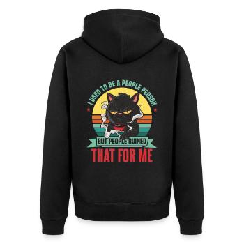 J’avais l’habitude d’être une personne drôle de chat antisocial - Veste à capuche bio Premium Unisexe - noir - Dos - Nico (187cm)