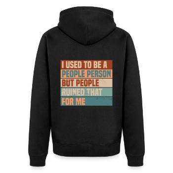 Citation drôle J’étais une personne sociable - Veste à capuche bio Premium Unisexe - noir - Dos - Nico (187cm)