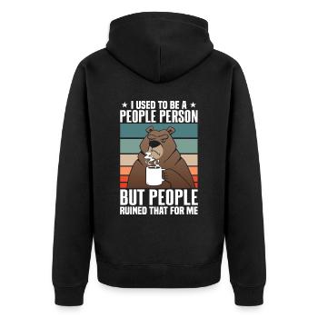 I Used To Be A People Person Funny Bear Antisocial - Unisex Premium Organic Zip Hoodie - black - Back - Nico (187cm)