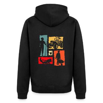 Farmer Retro Farmer Tracteur - Veste à capuche bio Premium Unisexe - noir - Dos - Nico (187cm)