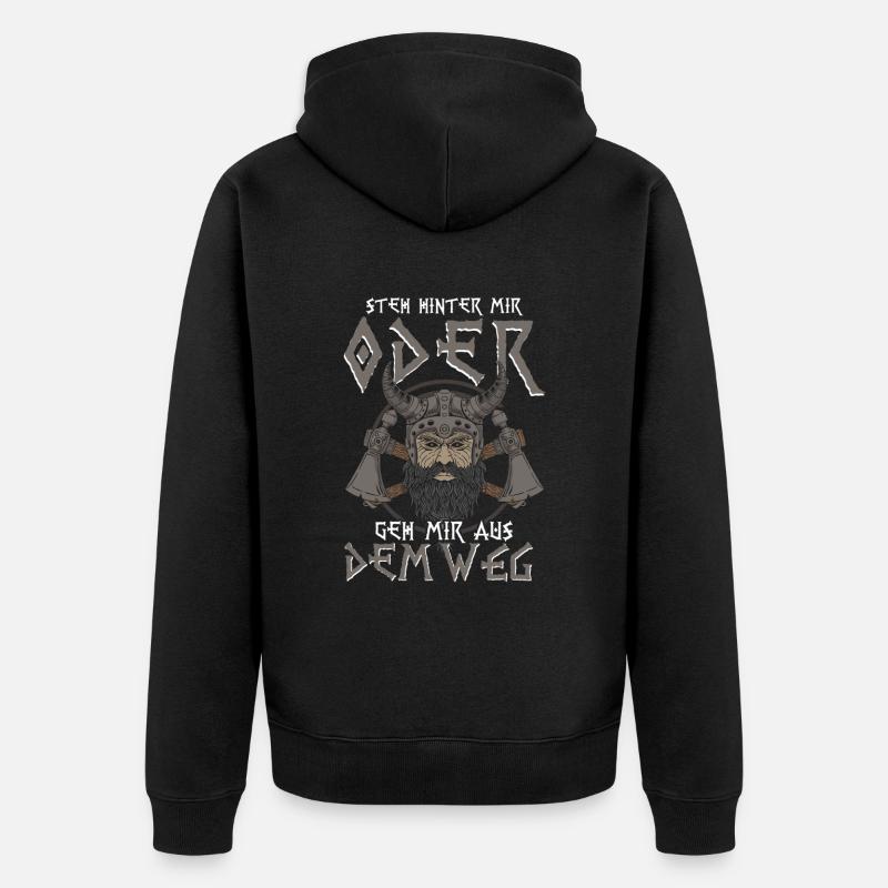 Wikinger Steh Hinter Mir - Unisex Premium Bio Zip Hoodie - Schwarz