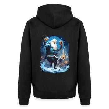 Christmas fun: Drunken Santa Claus - Unisex Premium Organic Zip Hoodie - black - Back - Nico (187cm)