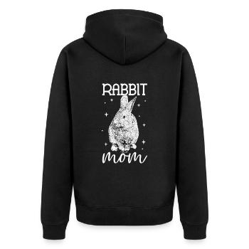 Hasenbesitzer - Hasen Mama - Unisex Premium Bio Zip Hoodie - Schwarz - Hinten - Nico (187cm)