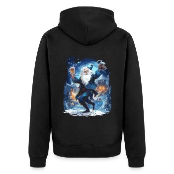 Plaisir de Noël: Père Noël ivre - Veste à capuche bio Premium Unisexe - noir - Dos - Nico (187cm)