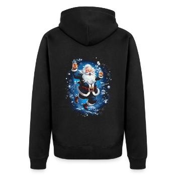 Plaisir de Noël: Père Noël ivre - Veste à capuche bio Premium Unisexe - noir - Dos - Nico (187cm)