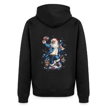 Plaisir de Noël: Père Noël ivre - Veste à capuche bio Premium Unisexe - noir - Dos - Nico (187cm)