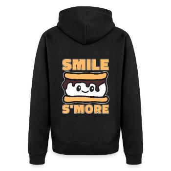 S'mores Smile S'more Loves Roasting Marshmallows - Unisex Premium Bio Zip Hoodie - Schwarz - Hinten - Nico (187cm)