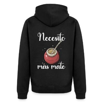 Mate Tee Yerba - Unisex Premium Bio Zip Hoodie - Schwarz - Hinten - Nico (187cm)