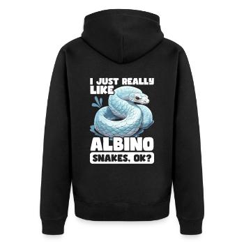 Albino Ball Phyton Giftige Schlange Albino Schlange - Unisex Premium Bio Zip Hoodie - Schwarz - Hinten - Nico (187cm)