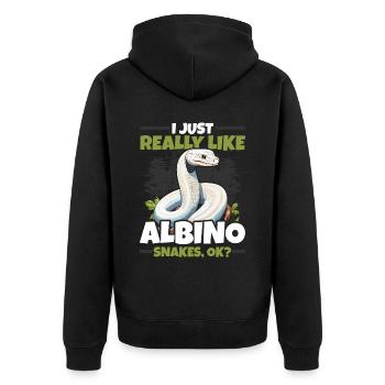 Albino Ball Phyton Giftige Schlange Albino Schlange - Unisex Premium Bio Zip Hoodie - Schwarz - Hinten - Nico (187cm)