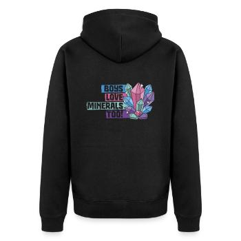 Geologe Steinsammler Steine Geologie Mineralien - Unisex Premium Bio Zip Hoodie - Schwarz - Hinten - Nico (187cm)