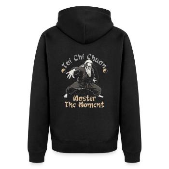 Tai Chi Chuan Master the Moment Taijiquan - Unisex Premium Bio Zip Hoodie - Schwarz - Hinten - Nico (187cm)
