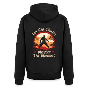 Tai Chi Chuan Master the Moment Taijiquan - Unisex Premium Bio Zip Hoodie - Schwarz - Hinten - Nico (187cm)