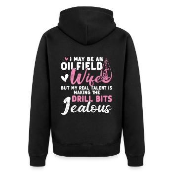 Travailleur pétrolier Rig Roughneck Oilfield Woman - Veste à capuche bio Premium Unisexe - noir - Dos - Nico (187cm)