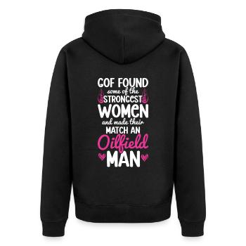 Travailleur pétrolier Rig Roughneck Oilfield Woman - Veste à capuche bio Premium Unisexe - noir - Dos - Nico (187cm)