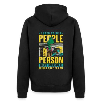 Bird I Used To Be A People Person Anti Social - Unisex Premium Organic Zip Hoodie - black - Back - Nico (187cm)