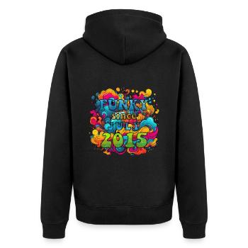 Funky Geburtstag: Juli 2015 - Psychadelic - Unisex Premium Bio Zip Hoodie - Schwarz - Hinten - Nico (187cm)