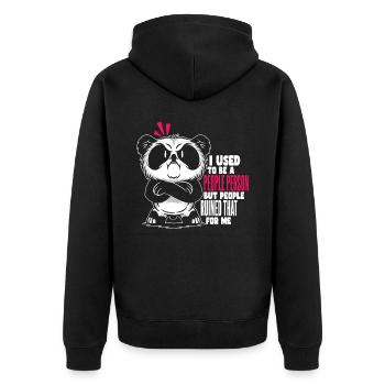 I Used To Be A People Person Introvert Panda - Unisex Premium Organic Zip Hoodie - black - Back - Nico (187cm)