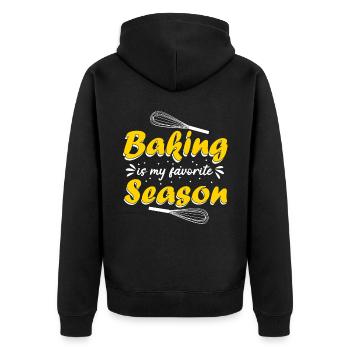 Backen Konditor Bäckerei Bäcker - Unisex Premium Bio Zip Hoodie - Schwarz - Hinten - Nico (187cm)
