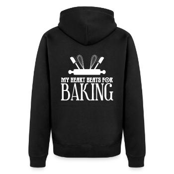 Bäcker Backen Bäckerei Bäckerin - Unisex Premium Bio Zip Hoodie - Schwarz - Hinten - Nico (187cm)