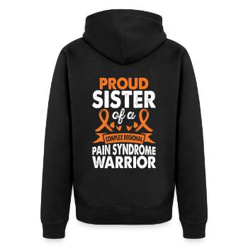 Sister of the Crps Warrior Awareness Month Orange - Unisex Premium Organic Zip Hoodie - black - Back - Nico (187cm)