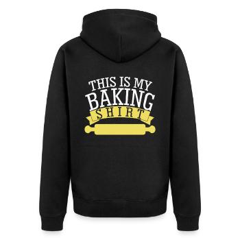 Bäcker Backen Konditor Bäckerei - Unisex Premium Bio Zip Hoodie - Schwarz - Hinten - Nico (187cm)