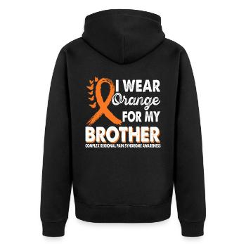 Wear orange for the Brother Crps Awareness - Unisex Premium Organic Zip Hoodie - black - Back - Nico (187cm)