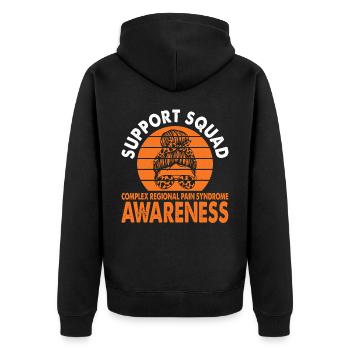 Support Squad Crps Awareness Month Orange Ribbon - Unisex Premium Organic Zip Hoodie - black - Back - Nico (187cm)