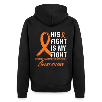 His fight against Crps Awareness Month - Unisex Premium Organic Zip Hoodie - black - Back - Nico (187cm)