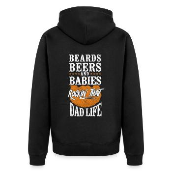 Beard Lover Bearded Man Dad Ginger - Unisex Premium Bio Zip Hoodie - Schwarz - Hinten - Nico (187cm)