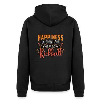 Kickball Happiness Is Only Real When Kick Balls - Unisex Premium Bio Zip Hoodie - Schwarz - Hinten - Nico (187cm)