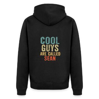 Cool guys are called sean - Unisex Premium Bio Zip Hoodie - Schwarz - Hinten - Nico (187cm)