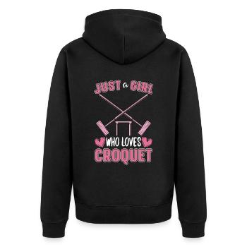 Croquet juste une fille qui aime le jeu de plein air de croquet - Veste à capuche bio Premium Unisexe - noir - Dos - Nico (187cm)