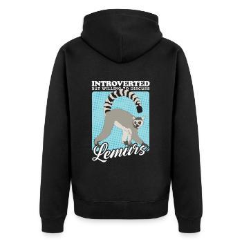 Lemur Ring-tailed lemur ringtail lemurs gift - Unisex Premium Organic Zip Hoodie - black - Back - Nico (187cm)