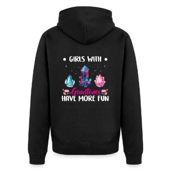 Lustige Edelstein -Chakra -Heilerin Spirituelle - Unisex Premium Bio Zip Hoodie - Schwarz - Hinten - Nico (187cm)