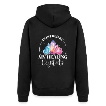 Lustige Edelstein -Chakra -Heilerin Spirituelle - Unisex Premium Bio Zip Hoodie - Schwarz - Hinten - Nico (187cm)