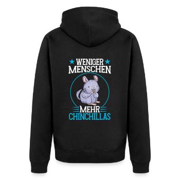 Mehr Chinchilla Nagetier Wollmaus - Unisex Premium Bio Zip Hoodie - Schwarz - Hinten - Nico (187cm)