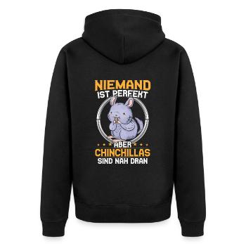 Chinchilla sind perfekt Nagetier Wollmaus - Unisex Premium Bio Zip Hoodie - Schwarz - Hinten - Nico (187cm)