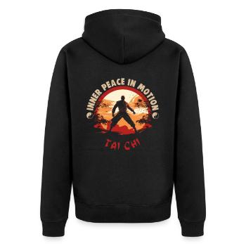 Tai Chi Design Paix Intérieure en Mouvement Taijiquan - Veste à capuche bio Premium Unisexe - noir - Dos - Nico (187cm)