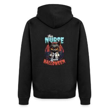 Halloween Nurse This Nurse Loves Halloween - Unisex Premium Organic Zip Hoodie - black - Back - Nico (187cm)