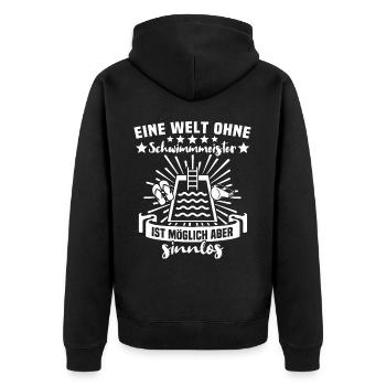 Schwimmmeister Bademeister - Unisex Premium Bio Zip Hoodie - Schwarz - Hinten - Nico (187cm)