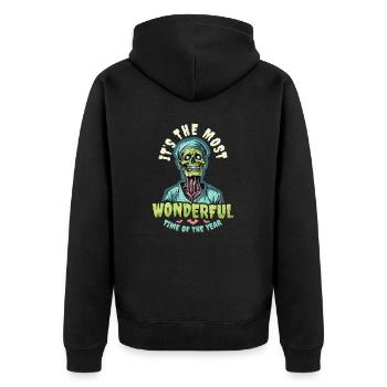 Halloween-Krankenschwester Schönste Zeit - Unisex Premium Bio Zip Hoodie - Schwarz - Hinten - Nico (187cm)