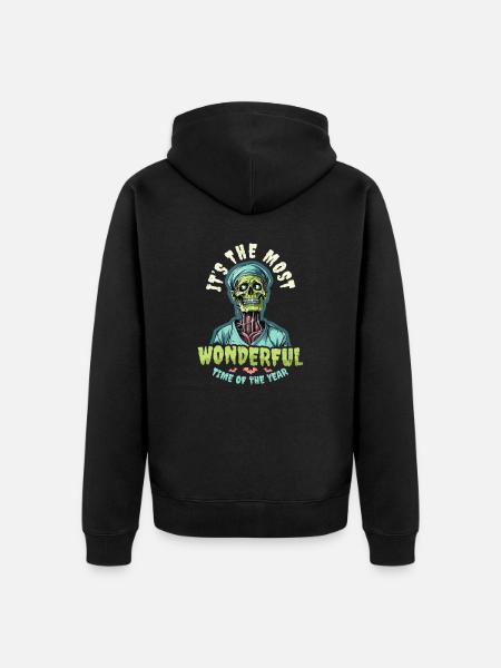 Halloween Nurse Most Wonderful Time - Unisex Premium Organic Zip Hoodie - black