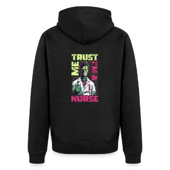 Infirmière d’Halloween Croyez-moi, je suis infirmière - Veste à capuche bio Premium Unisexe - noir - Dos - Nico (187cm)