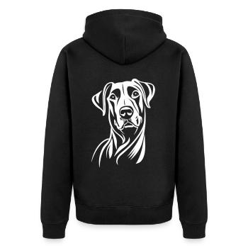 Elegance in White: The Labrador Portrait - Unisex Premium Organic Zip Hoodie - black - Back - Nico (187cm)