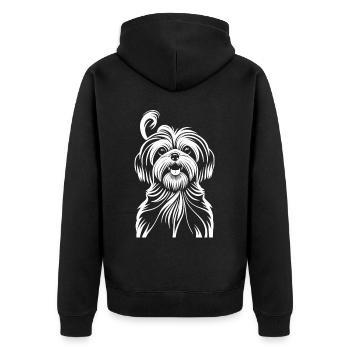 L’élégance en blanc : le portrait de Shih Tzu - Veste à capuche bio Premium Unisexe - noir - Dos - Nico (187cm)