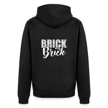 Brick by Brick Mason Craftsman Profession - Unisex Premium Organic Zip Hoodie - black - Back - Nico (187cm)